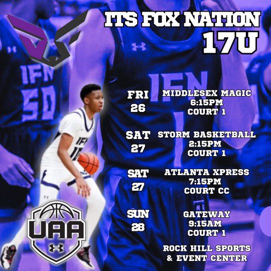 First stop Rock hill  SC, here’s our 17u schedule for this weekends UAA session 1. Let’s work Fellas!