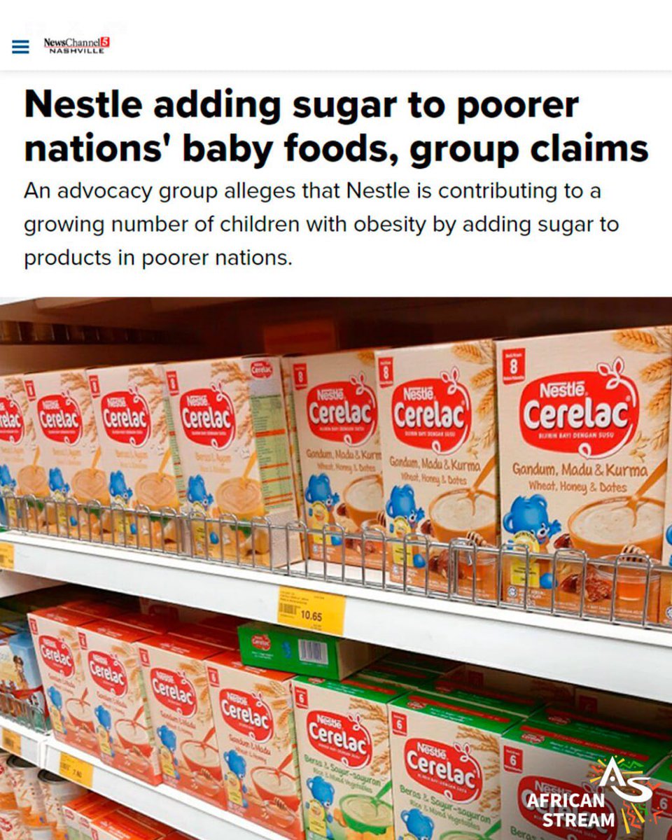 This is not a conspiracy theory, but a conspiracy fact, as reported by the @african_stream; Nestle is adding sugar to poorer nations' baby foods and not doing the same in wealthy nations.