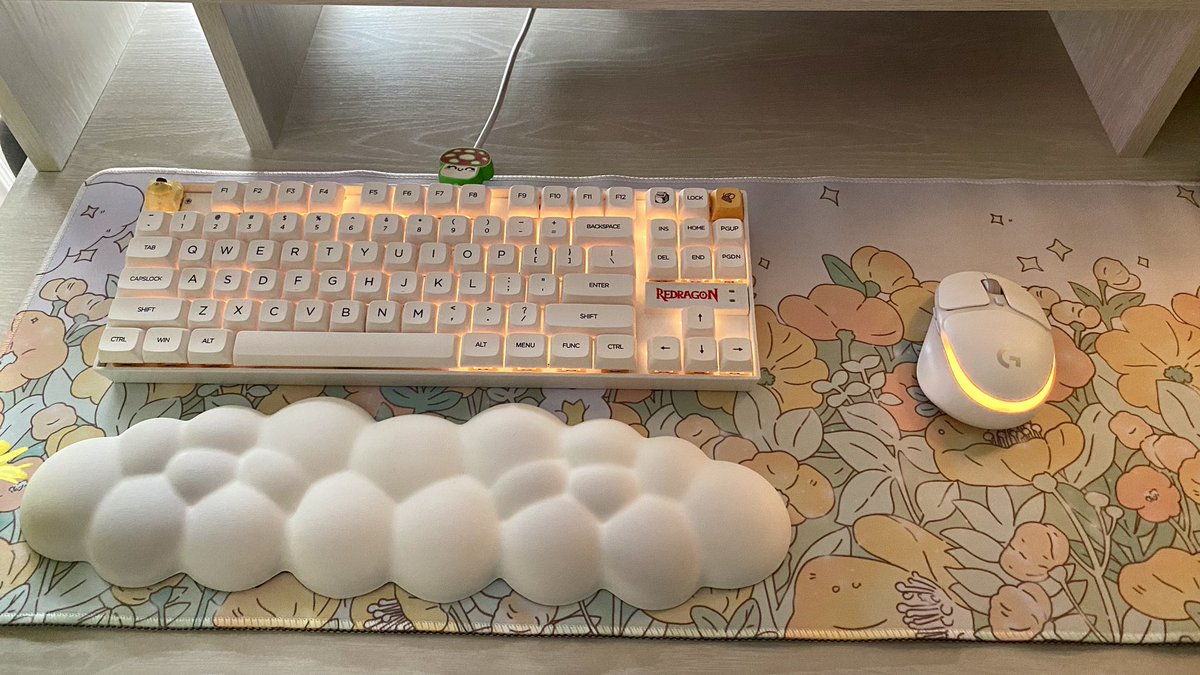 my new deskmat just arrived! 🌼🤍