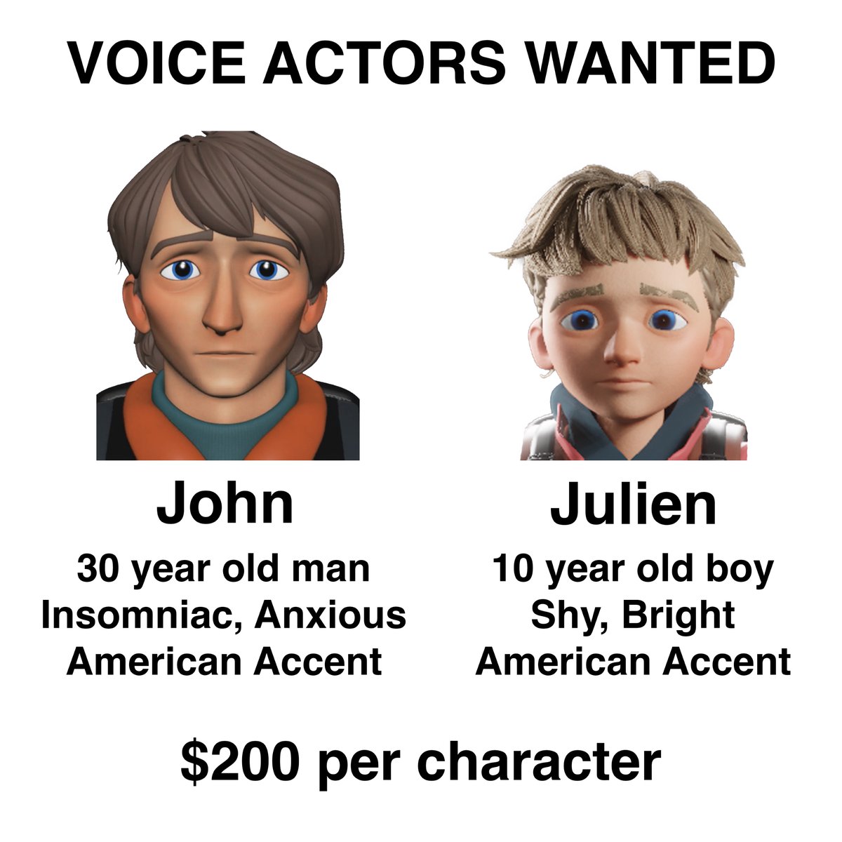 Aspen Animation 🌱 (@aspenanimation) on Twitter photo VOICE ACTORS WANTED!
We’re looking for voice actors for a 5 min animated short. This will be a PAID OPPORTUNITY!
please send voice demos to: aspenanimationstudio@gmail.com VOICE ACTORS WANTED!
We’re looking for voice actors for a 5 min animated short. This will be a PAID OPPORTUNITY!
please send voice demos to: aspenanimationstudio@gmail.com