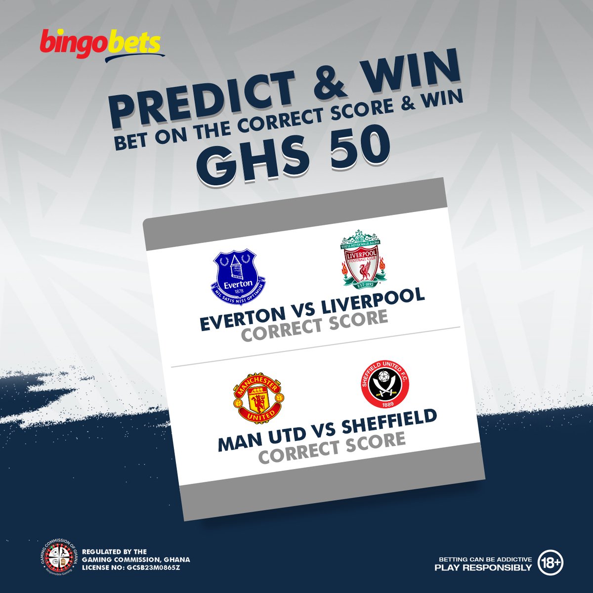 bingobetsgh's tweet photo. Chale! Prediction time aso!
Dis b ur chance to win GHS50 FREEBET!
Predict the score line and win GHS50 FREEBET.
Everton vs Liverpool
Man United vs Sheffield
Click the link here: https://t.co/J8NKkm4AZ5 to bet on the correct score.
#Dadanaa #Mybet #Bingobets https://t.co/C1RBwW7zAD