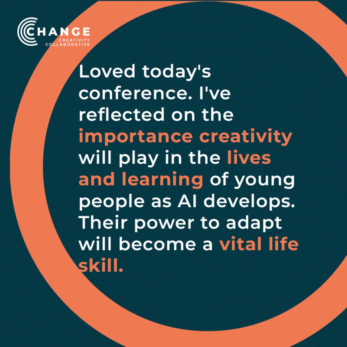 Counting down to #CCHANGECONFERENCE24 and feeling inspired by the feedback from last year's event. #collectivelearning #creativelearning Loved today's conference. I've reflected on the importance creativity will play in the lives and learning of young people as AI develops.…