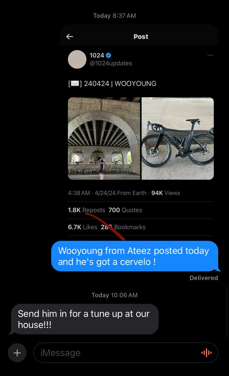 i texted my dad (who's a cyclist) about the post of wooyoung with his bike and 😭