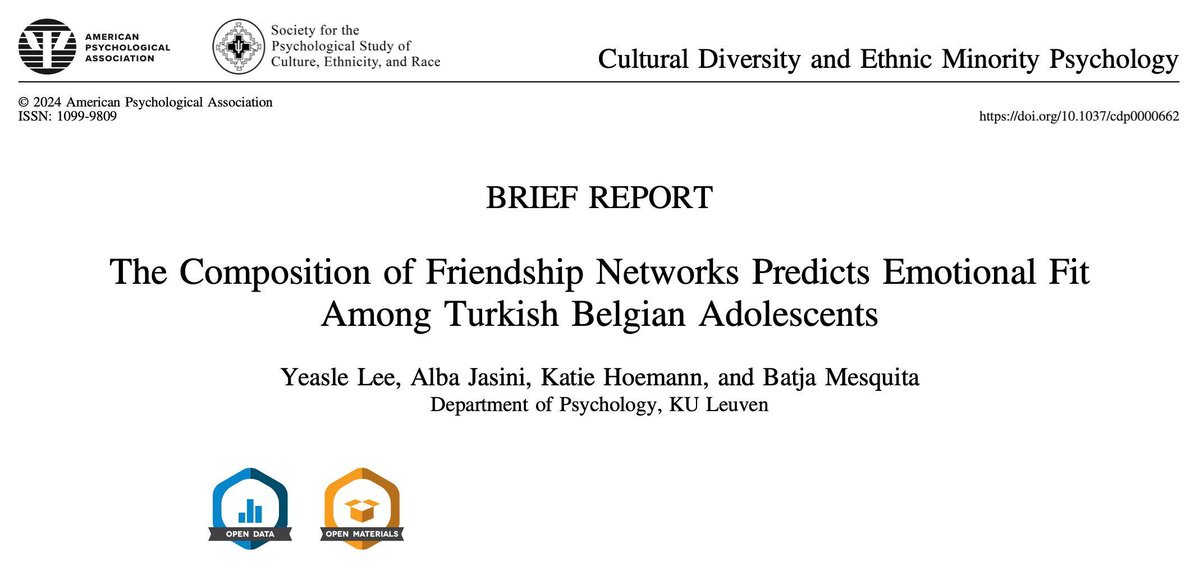 New study! For immigrant-origin adolescents, having more majority friends positively relates to emotional fit with the majority culture without negatively affecting the fit to their minority culture. This is important for belonging and well-being. buff.ly/443IlNB