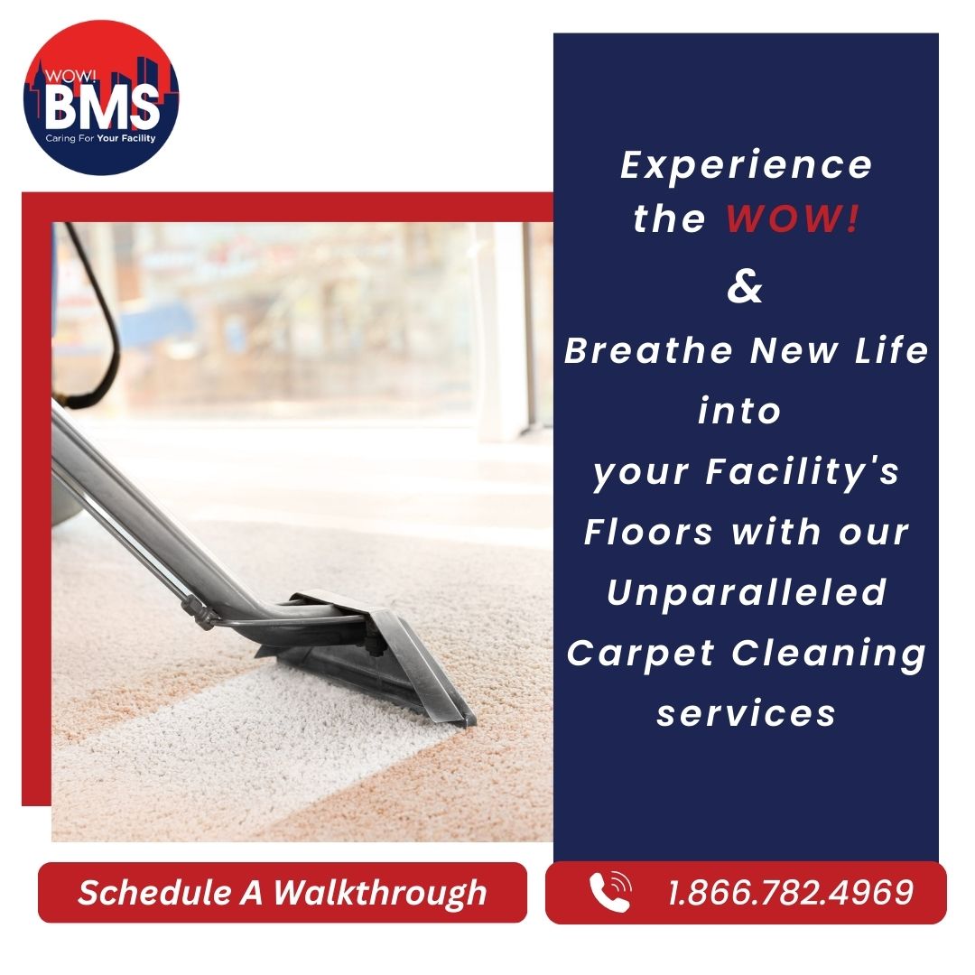 Ready to revive your workplace floors? Trust WOW! BMS for top-tier carpet cleaning services that breathe new life into your facility. 

Discover why we're the go-to choice for unparalleled cleaning excellence.

#WOWBMS #CarpetRevival #ProfessionalCleaning #ChooseExcellence