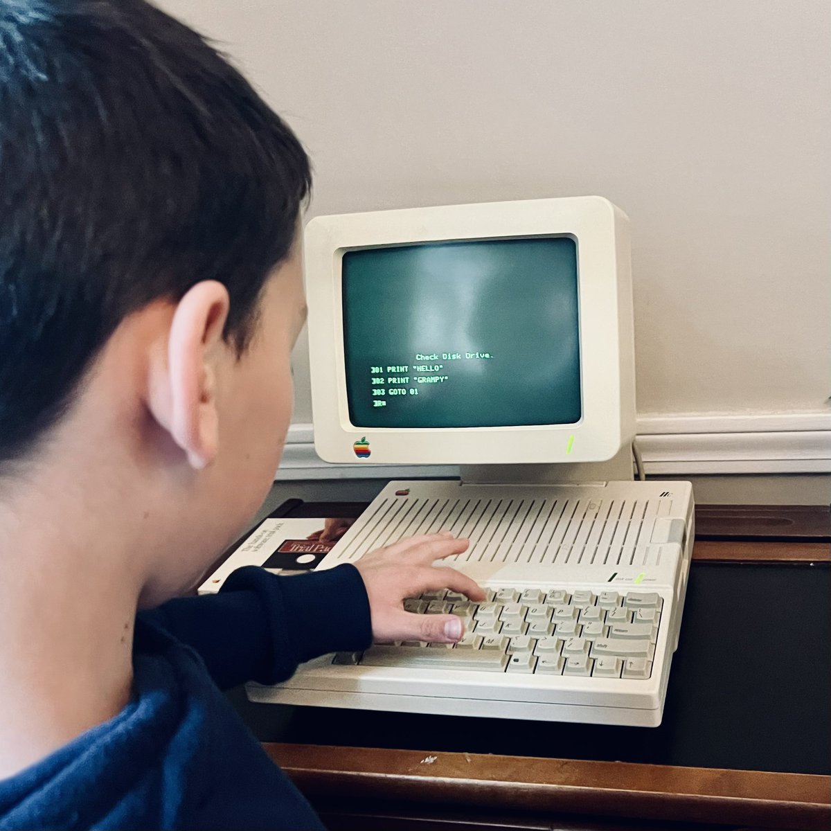 The Apple IIc computer was released 40 years ago today. We have one running in our living room 😂