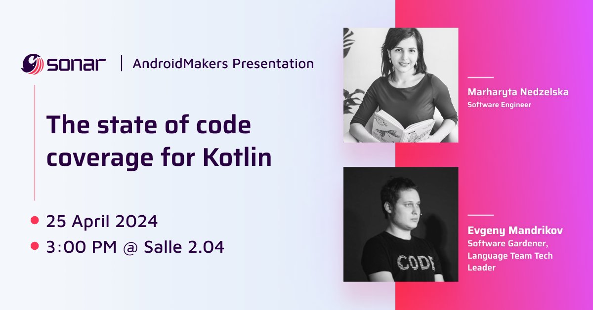 Heading to @AndroidMakersFR? Tomorrow, join @jMargaritaN & @_godin_ for a presentation: 'The state of code coverage for Kotlin'! In this session, they'll dive into how code coverage for Kotlin works, best practices, and the challenges revolving around various approaches.