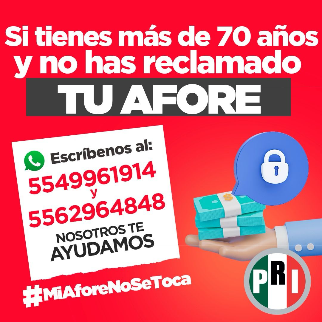¿Tienes más de 70 años y no has reclamado tu afore? ¡Nosotros te decimos cómo hacerlo!

Mándanos un WhatsApp al 5549961914 o 5562964848. 

#MiAforeNoSeToca
