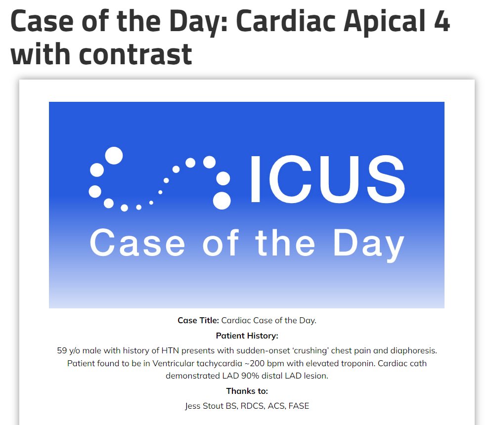 BubbleTechChris's tweet image. Test your #CEUS  #UEA knowledge with the new ICUS #cardiac case of the day!!   #ultrasound #radiology #echofirst @ASE360 

icus-society.org/cardiac-apical…