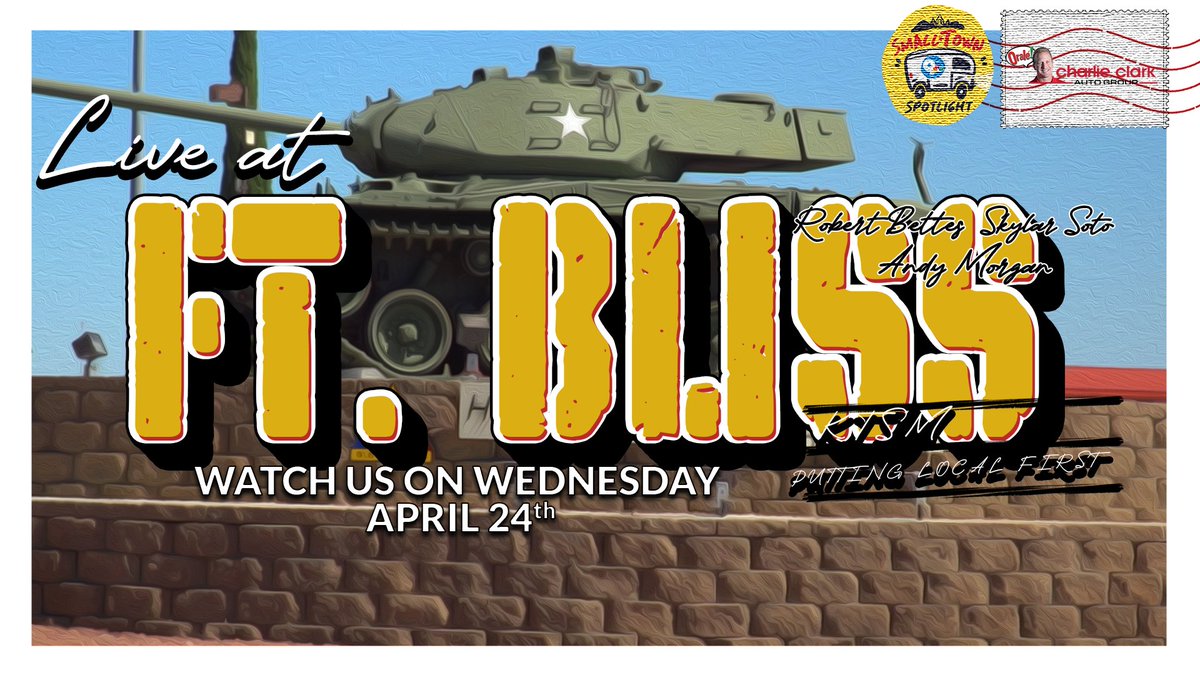 Today's the day! Join us at 6 p.m. as we visit Fort Bliss as part of our Small Town Spotlight series. See you soon! 👋🏼