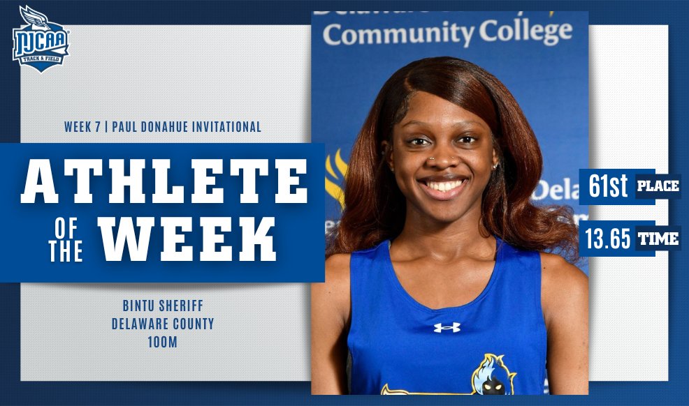 👏 National Qualifier! Bintu Sheriff is the #NJCAATF DIII Women's Athlete of the Week! Sherrif was among the top NJCAA finishers in the 100m and earned their spot at the national meet! #NJCAAPOTW