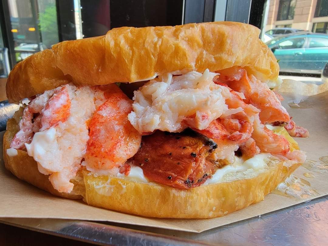 As promised! Le q croissant, butter poached lobster, shrimp, candied tomato and old bayoli. We have a couple hundred for lunch and dinner. Come see us!!!