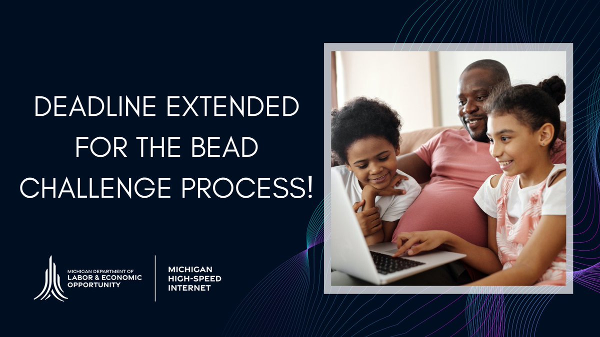 The Michigan High-Speed Internet Office has extended the deadline to receive challenges in the BEAD State Challenge Process to 11:59 p.m. on Tues., April 30. Don't miss your chance to submit your challenge! ⬇️ Michigan.gov/BEADChallenge