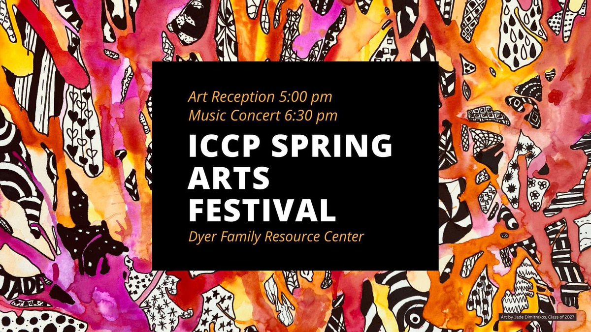 Join us TONIGHT at our ICCP Spring Arts Festival - all are welcome!

Art reception - 5:00 PM
Music concert - 6:30 PM
Dyer Family Resource Center

See you there, Knights!

#ICCatholicPrep #WeAreIC #LearnLeadServe