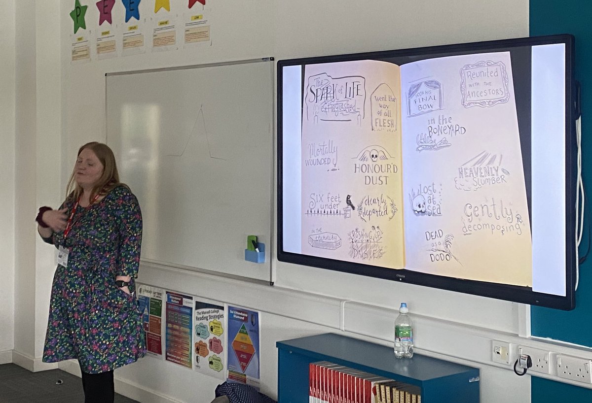 A fascinating day 1 with @JenniSpangler1 hearing all about the influence for Valentine Crow and Mr Death. A great insight into this brilliant @jrlthull children’s book award shortlisted title! @maletlambert @SentamuAcademy @TMCHull @simonkids_UK
