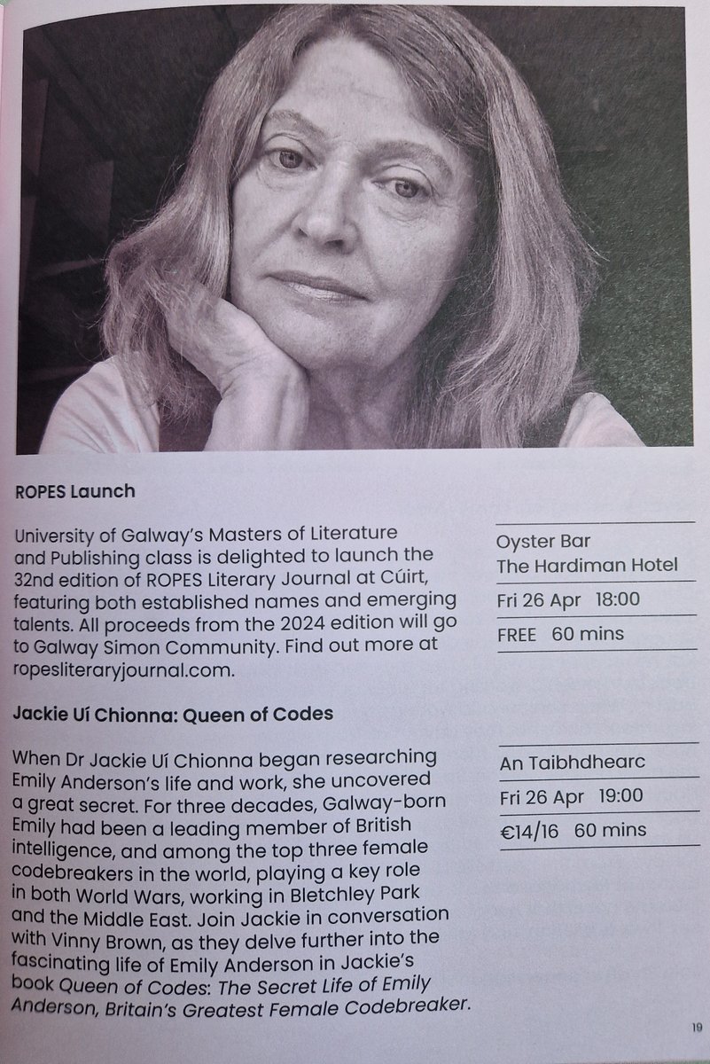 Jackie Uí Chionna (@chionnaui) on Twitter photo Delighted to be bringing Emily Anderson's story back to the Cúirt International Festival of Literature <a href="/CuirtFestival/">Cúirt Festival</a> in her hometown of Galway! Really looking forward to this event, with the legend that is Vinny Browne <a href="/ByrnesBooks/">CharlieByrne'sBooks</a>, at the Taibhdhearc Theatre on Friday at 7pm. Delighted to be bringing Emily Anderson's story back to the Cúirt International Festival of Literature <a href="/CuirtFestival/">Cúirt Festival</a> in her hometown of Galway! Really looking forward to this event, with the legend that is Vinny Browne <a href="/ByrnesBooks/">CharlieByrne'sBooks</a>, at the Taibhdhearc Theatre on Friday at 7pm.
