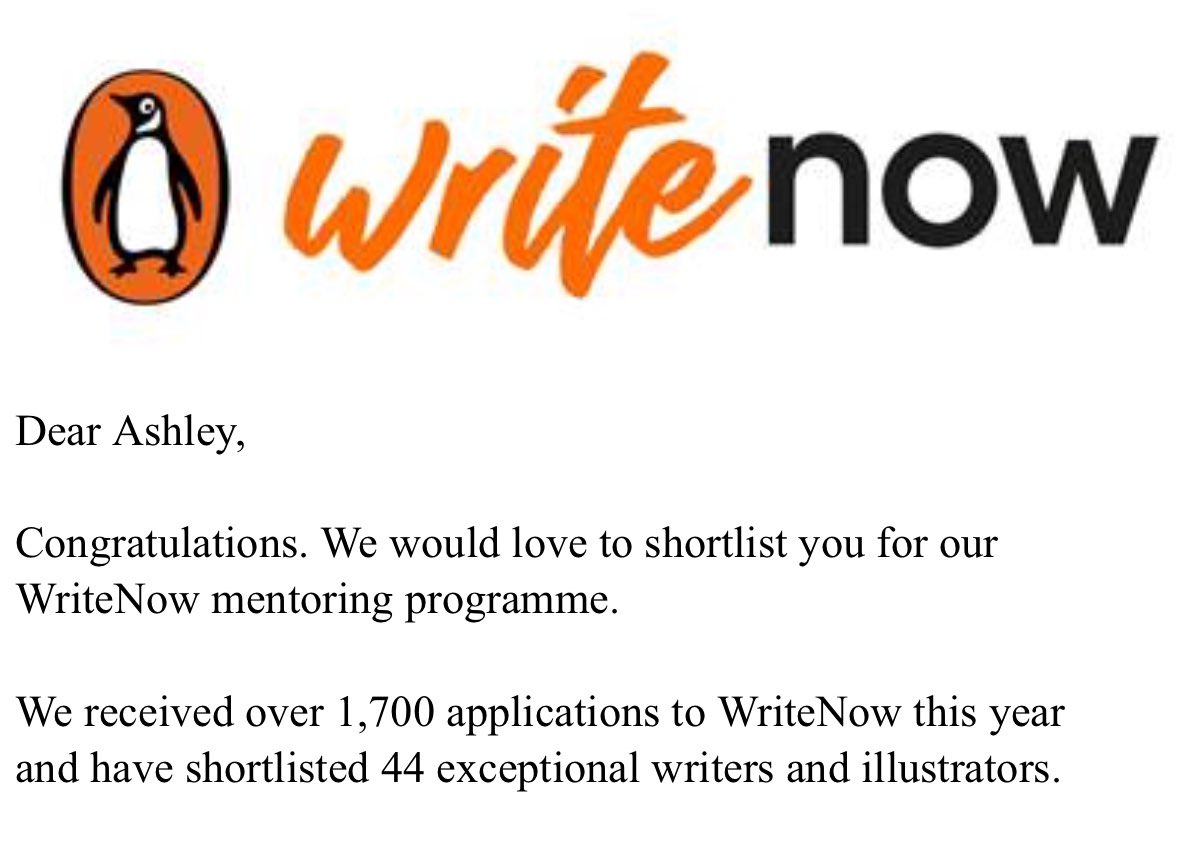 Being shortlisted for #WriteNow back in 2018 was bit of a game changer for me in terms of confidence and craft etc. Six years later I’m now a Penguin author. Apply if you can! 🐧