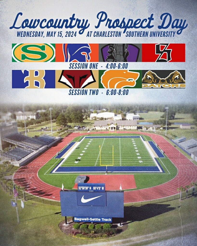 Excited to join the regions best at the Lowcountry Prospect Day at Charleston Southern!
All coaches are invited to see prospects from 8 local teams at 1 location. 
#GetSeen