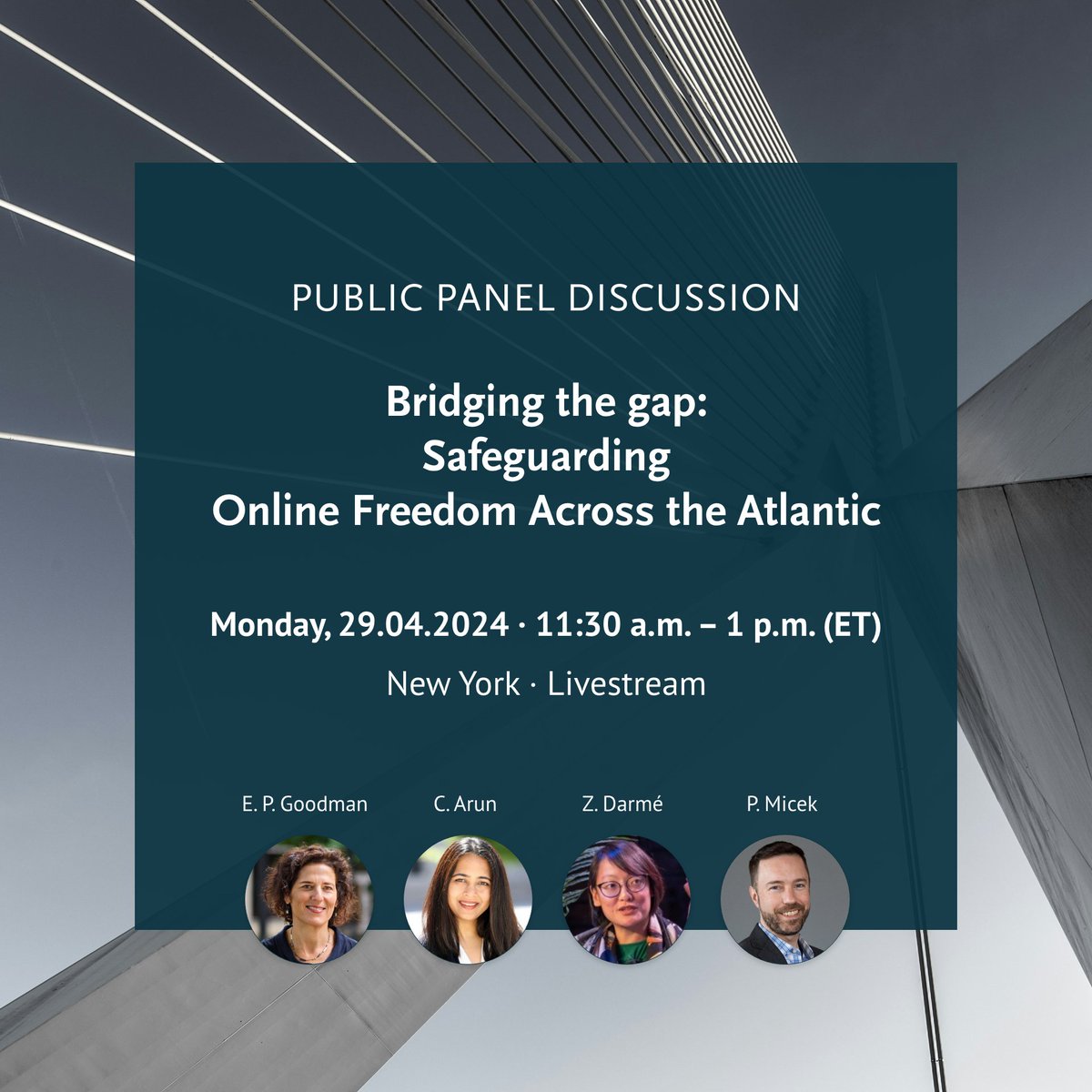 The public panel on #FreedomofExpression on 29 April in #NYC is hosted in coop w/ @dwih_ny, @GermanyNY, @BredowInstitut & @unesco_de Chair in Freedom of Communication & Information. 👉Attend in person: eventbrite.com/e/bridging-the… 👉Join Stream: hiig.de/en/events/safe…