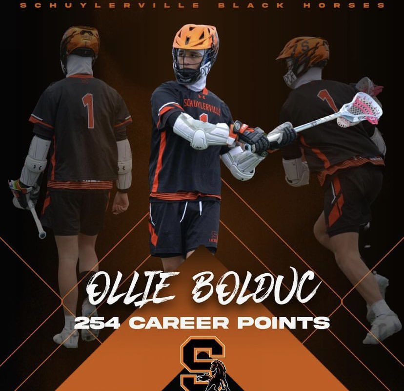 After yesterdays win over Scotia-Glenville, Junior Attackman Ollie Bolduc has surpassed 250 career points. Great work Ollie!