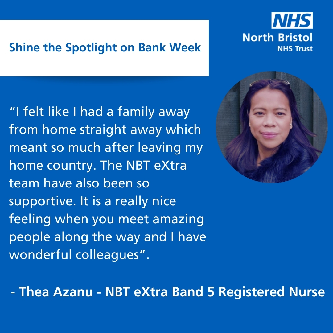 This week we're celebrating our Bank workers – our flexible and temporary workforce who support us in delivering high-quality patient care. Thea has been a Registered Nurse here for over 20 years. Read more: nbt.nhs.uk/about-us/news-…