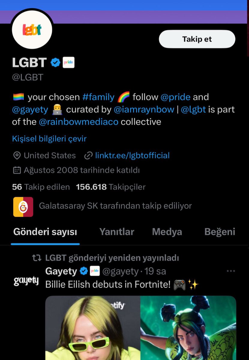 Galatasaray resmi hesabı neden LGBT sayfasını takip ediyor?