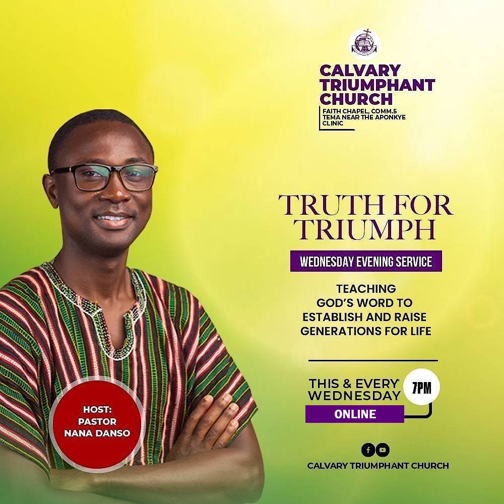 CalvaryCTC's tweet photo. Join the Man of God, Pastor Nana Danso as he continues the Bible Series from the Book of James๐. You do not want to miss this evening's session also. Streaming Live @7PM, on our Facebook and YouTube pages.
#TruthforTriumph #biblestudy #God #Gospel #livestreaming #LivingWord https://t.co/umqWkjTKmF