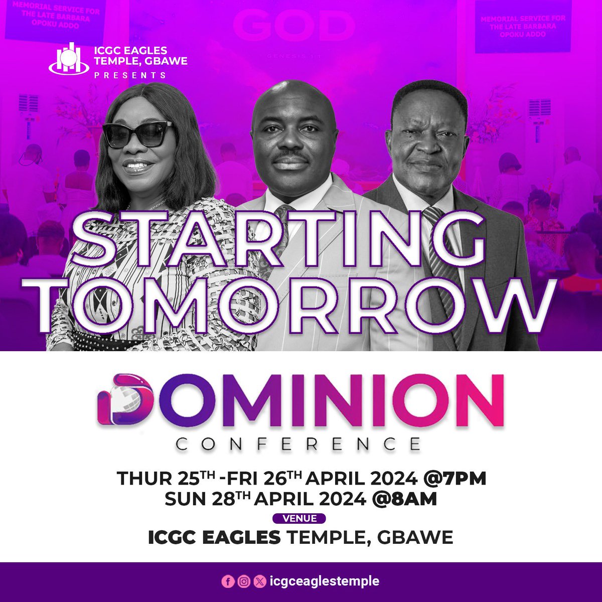 Don’t anticipate alone, invite your friends and family. See you there!

#DominionConference24 #LifeChanging
#PowerPacked
#ICGCat40
#ETGodyear2024 #WeAreICGC