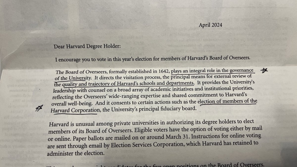 Harvard's governance failed this fall... and the Overseers - not just the corporation - need major reform. If you are going to vote with a paper ballot in 2024 (lol) here are the best options...