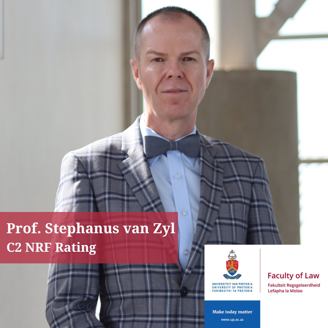 [NRF Rankings] UP Law would like to congratulate Prof. Stephanus van Zyl, lecturer in the Department of Mercantile Law at @UPTuks. He obtained a Category C, sub-level C2 rating from the National Research Foundation (@NRF_News). #LegalPrimaFacie #ChooseUP #UPLaw