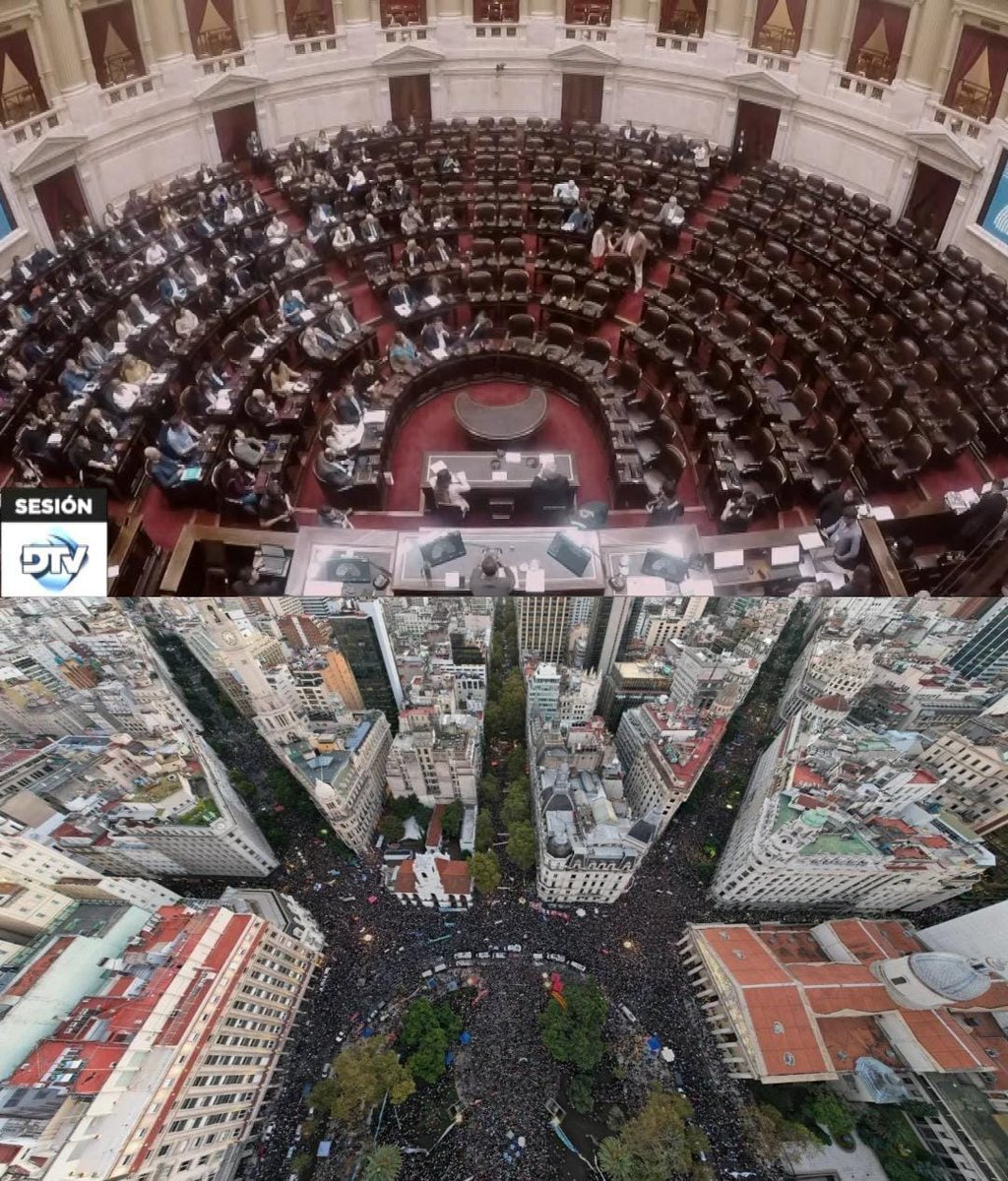 En Diputados👉🏼 Después de una marcha histórica para defender la educación pública, se cae una sesión convocada para tratar derechos fundamentales para sectores golpeados por la motosierra de Milei: emergencia de las universidades, Fonid y movilidad jubilatoria. 

¿El boicot? A
