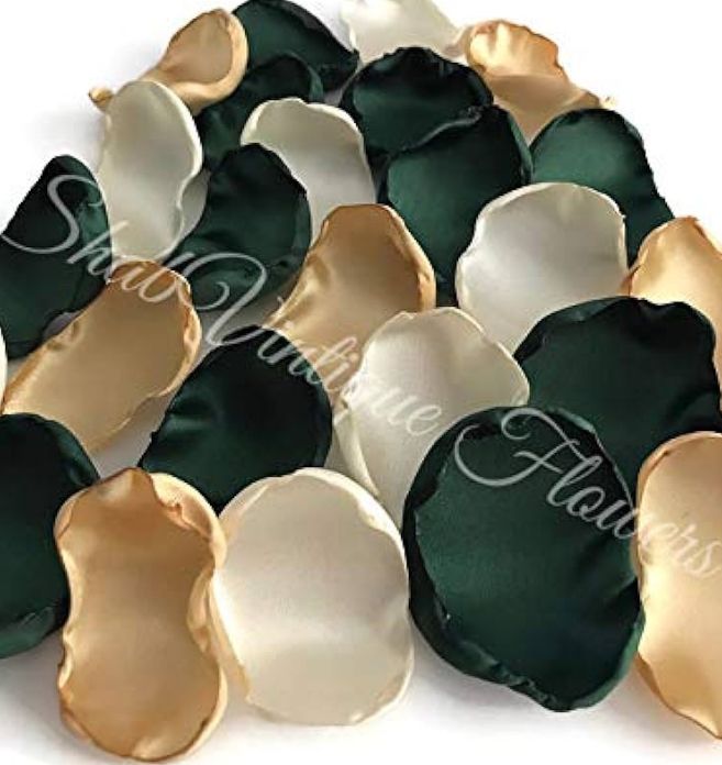 ⭐️Bridal shower decor ~ Emerald gold ivory 100 flower petals buff.ly/44aNMuf #amazonfinds #bridalshower #craftychaching #microwedding