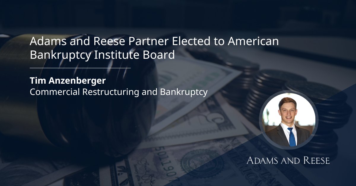 Congratulations to Adams and Reese Partner Tim Anzenberger - elected to board of @abiworld - organization for nearly 11,000 #insolvency professionals. Tim was installed at the ABI Spring Meeting held in #DC. Tim is based #Jackson #Mississippi. Read more - adamsandreese.com/news-knowledge…