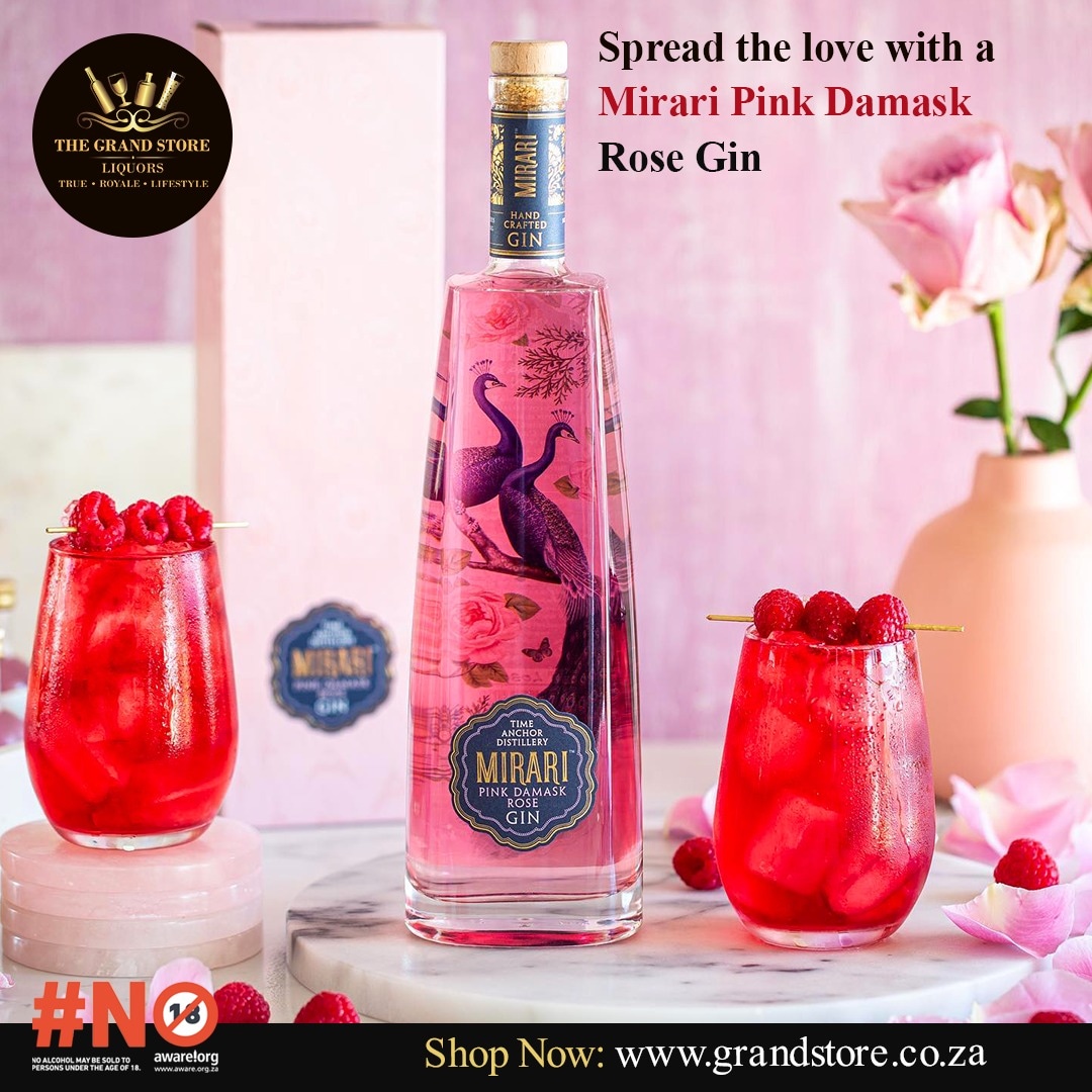 Raise your glass to the delicate flavors of our Rose Gin, a true masterpiece from The Grand Store. 🥂 

🌐Shop Mirari Pink Damask Rose Gin Online On : grandstore.co.za
.
.
#thegrandstore #grandstore #rosegin #gin #ginandtonic #ginoclock #gintasting #gintasting  #GinLife