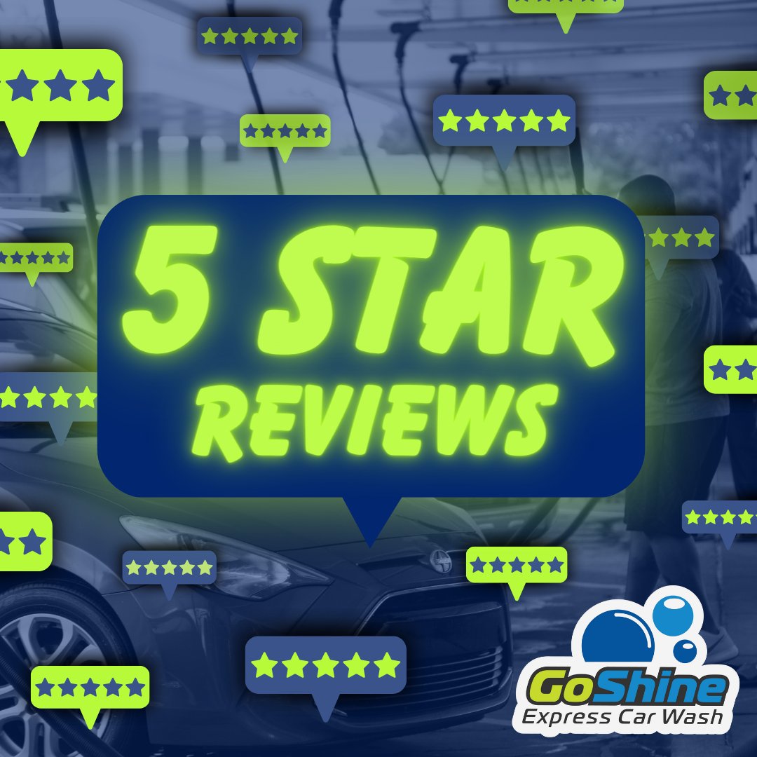 💦 GoShine provides the ultimate car wash experience, which is why 5 star reviews come as no surprise! We aim to please, from the quality of your car wash to our excellent customer service! Visit a GoShine near you today! #BrandonMS #RidgelandMS #GluckstadtMS #OxfordMS #MadisonMS