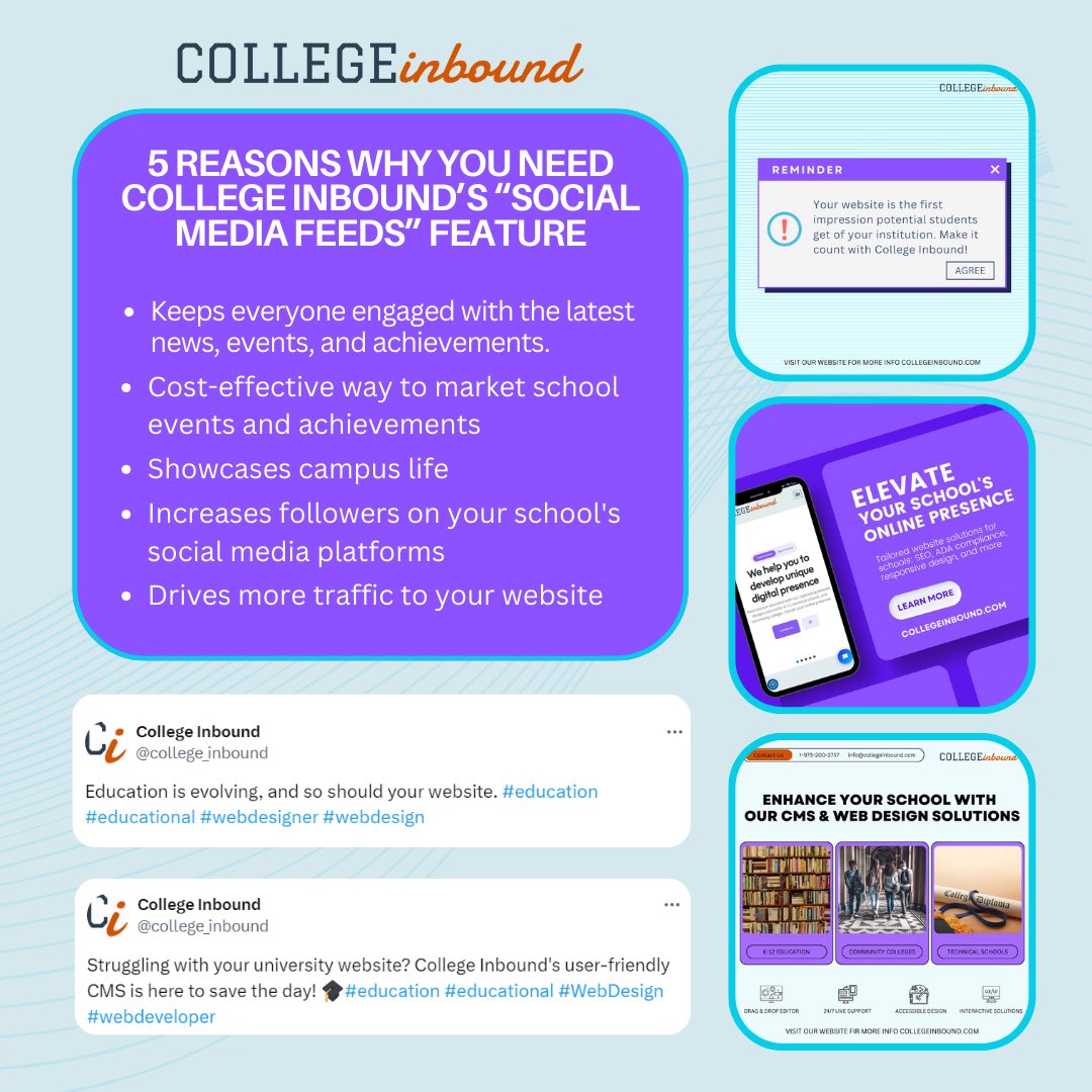 Ever wish you could see your school's best moments all in one spot? 📸 

Out Social Media Feature allows you to share the latest events directly from your school's social media! 

It's easy, it's instant, and it brings everyone closer.

#k12education #communitycolleges #webdesign