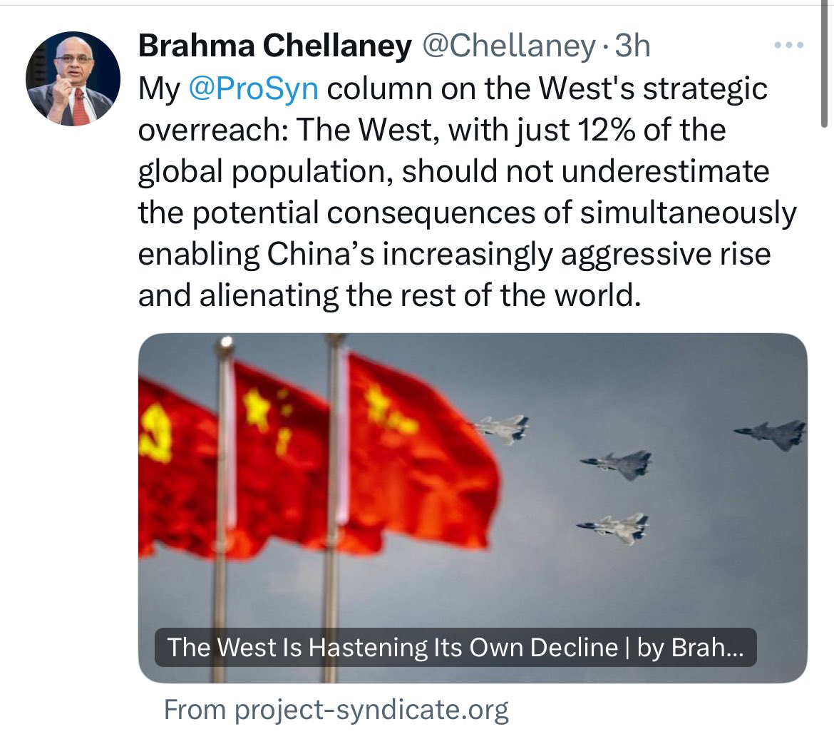 🤡 @Chellaney is like a whirlwind of contradictions in India's strategic circles—part thinker, part comedian. His recent tweets illustrate this inconsistency, one day issuing threats to WEST about population comparisons with China, and the next day urging the USA to sanction