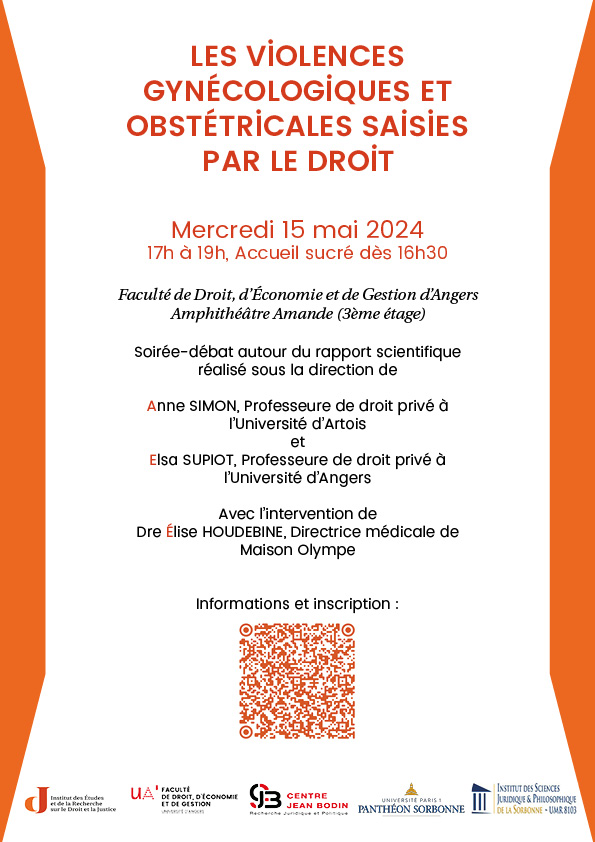 📆Le 15 mai 2024, ne manquez pas la soirée-débat 'Les violences gynécologiques et obstétricales saisies par le droit' à la @Fac_DEG_Angers. Nous accueillerons Élise Houdebine, Directrice médicale de @MaisonOlympe. Plus d'infos et inscription : centrejeanbodin.univ-angers.fr/fr/activites/m…