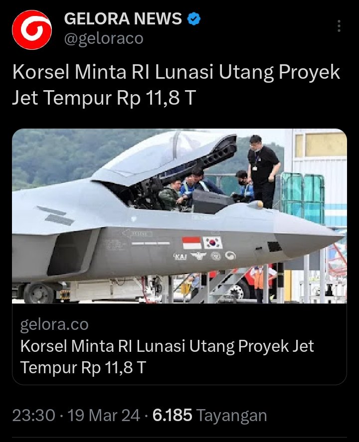 TiurWahyuni's tweet photo. @prabowo @gibran_tweet Jangan lupa bayar utang ke Korsel https://t.co/RTbtY6plrh