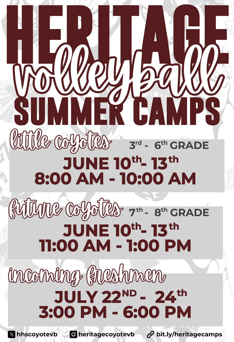 Join us for camp this summer! bit.ly/heritagecamps @HHSCoyotes @Coyotes_Ath