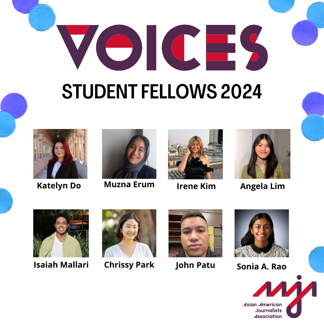 aaja's tweet photo. AAJA is excited to announce the 2024 leadership team and cohort for our VOICES program! @MalloryCarra, @jovellephoto and @gwendolynawu are leading this year’s cohort in their virtual work and in-person at #AAJA24 in Austin, Texas. Learn more: https://t.co/DuXuNxqa0s https://t.co/wlyViCxYNN