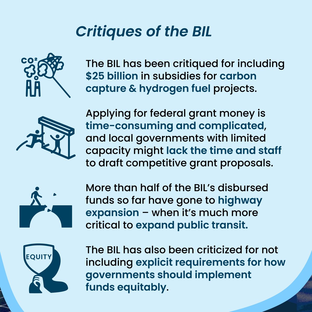 Our latest report summarizes the Bipartisan Infrastructure Law and how this $1.2 trillion investment can be harnessed to fund climate justice projects. Here are some of our key takeaways: