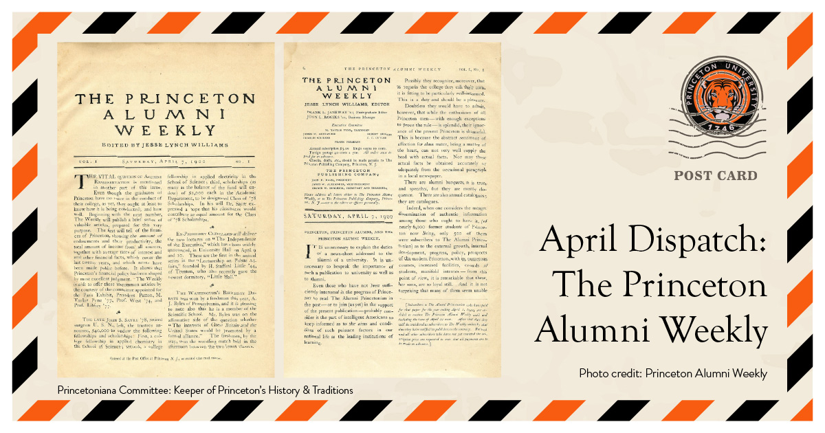 When the @pawprinceton launched on 4/7/1900, its co-founder & inaugural editor, Jesse Lynch Williams 1892, said it would be “a long-distance telephone, if you will, to keep a live connection between the [University & alumni]for their mutual enlightenment.” bit.ly/3j3iNg1