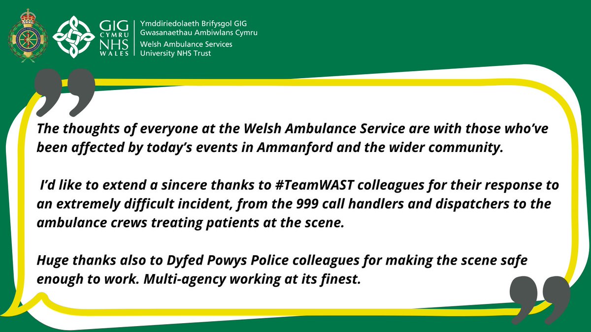 Please see 👇 following today’s incident in Ammanford. #TeamWAST