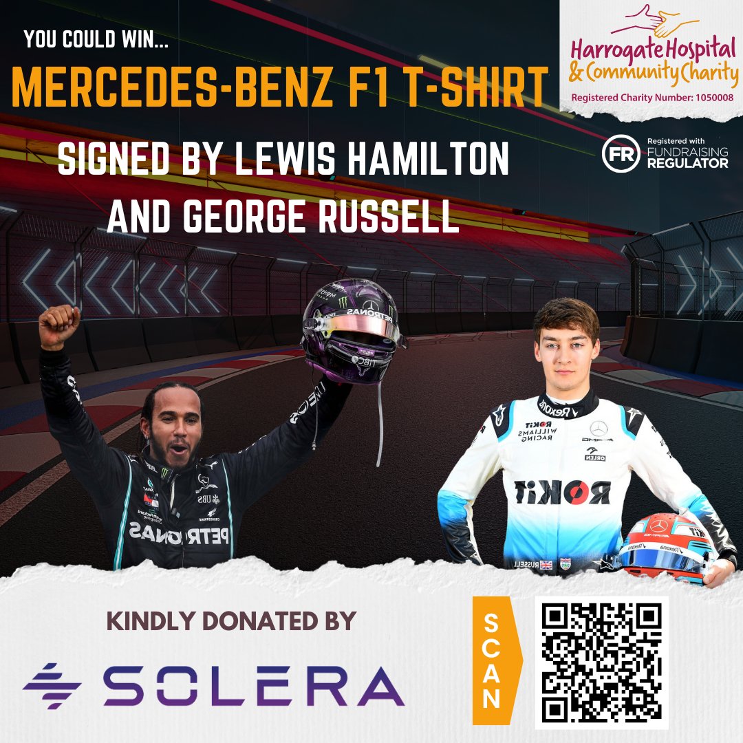 harrogatehcc's tweet photo. Be in with the chance of winning a Mercedes-Benz, F1, T-shirt, signed by Lewis Hamilton and George Russell! 🏎

This phenomenal prize has kindly been donated by @SoleraInc.

Purchase your raffle tickets here: https://t.co/o8lUTyPSLV https://t.co/kdXzKDGdOu