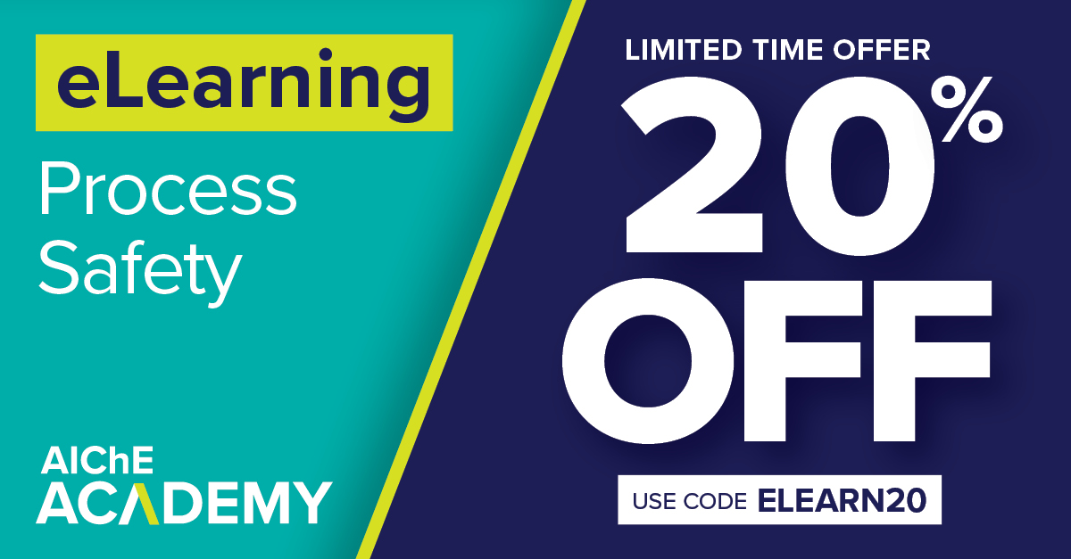 ChEnected's tweet image. Act now and save 20% on all Academy eLearning courses! Use promo code ELEARN20 before it&apos;s too late. Browse Process Safety topics and register now: bit.ly/43HQuXX #virtualcourse #springpromo #elearning
