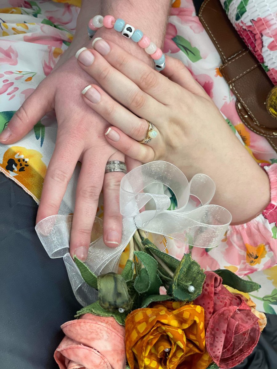 Oh I can do this prompt! Work Bestie and their mom made my bouquet for me so that it would last after the day and match my dress!