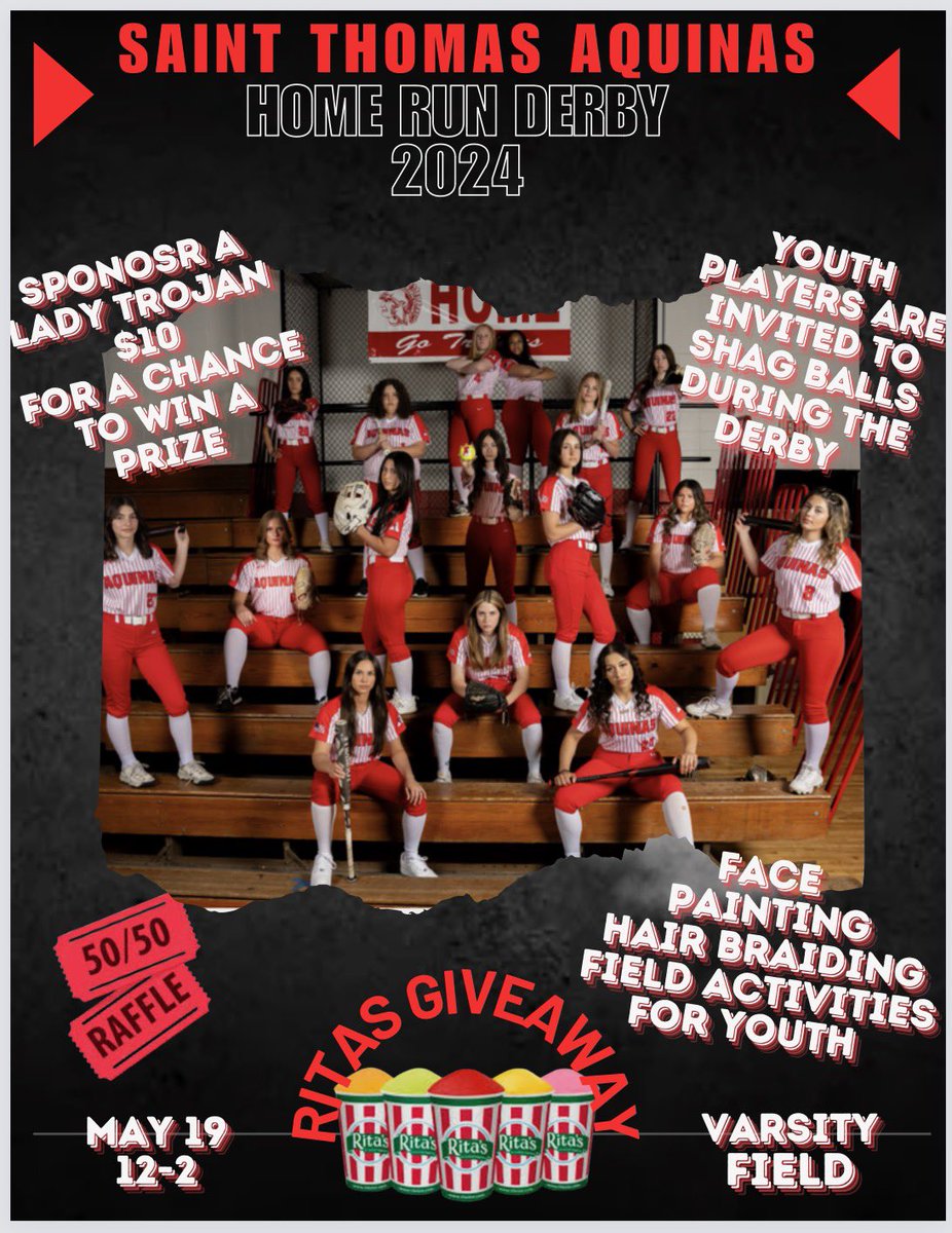 STA ‘s first ever Softball Home-Run Derby🥎‼️ Purchase a ball from any lady Trojan participating in derby and that ball could be hit for a home-run and possibly win you an awesome prize. @stahstrojans