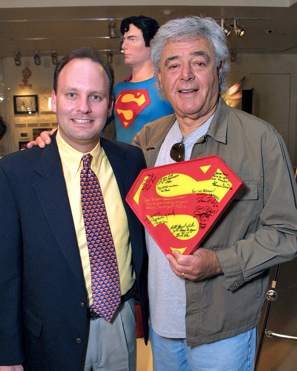 Director Richard Donner was born on this day in 1930. I think of him and my dad daily (both born the same year), and miss them more than I can express in words. 

Here’s Dick and me holding a custom Plexiglas shield that I had many Superman movie celebrities sign for him at the