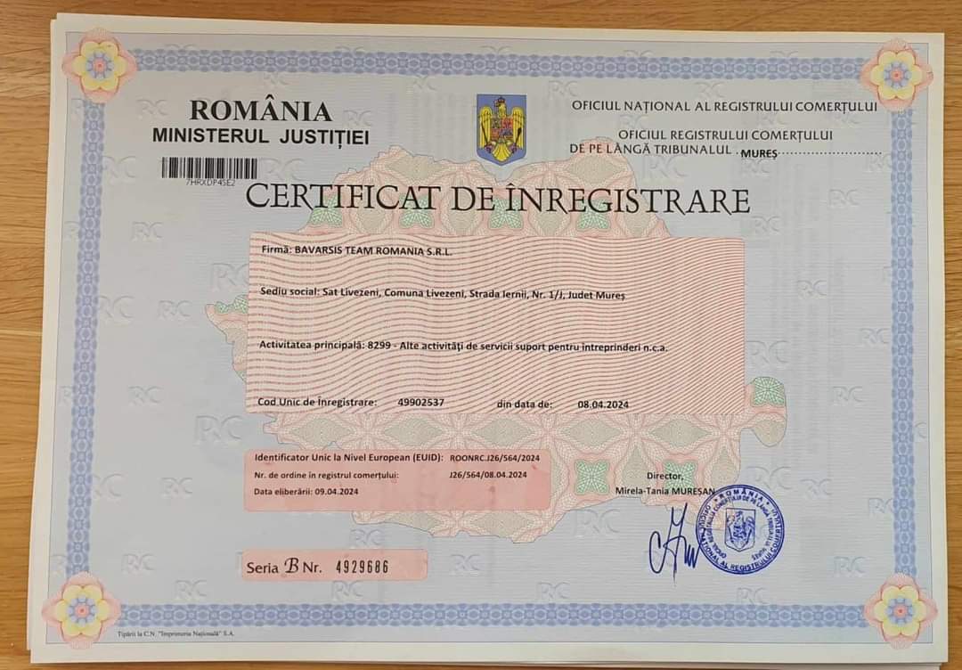 The company has already been registered in Romania BAVARSIS TEAM ROMANIA SRL Registration number: 49902537 listafirme.ro/search.asp Registration link bavarsis.com/page.php=creat… Our Telegram group t.me/+wrKfQU0qL_0xN…